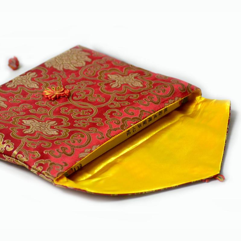 経本入れ 経典袋 メンズ レディース 写経 法具 収納ポーチ 持ち運び 携帯用 二層構造 布製 バッグ 黄 ..