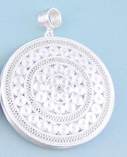 ネックレス メンズ レディース シルバー SV999 平安 太陽太鼓 モチーフ ペンダントトップ ロング チェ..