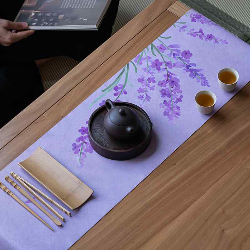 ティーマット チャイナ風 テーブルランナー 禅 和モダン 吸水 防水 錦織 ベロア 布 タオル 茶席 ロング..