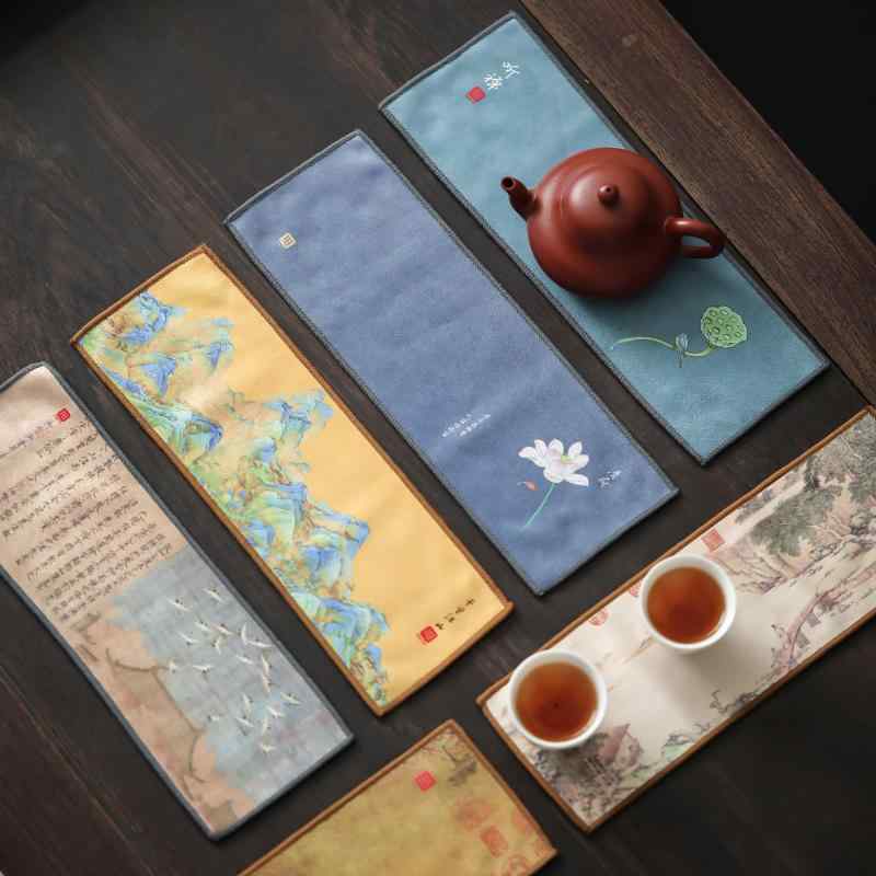 ティーマット チャイナ風 茶巾 小さめ 吸水性 速乾 和モダン おしゃれ シンプル 伝統 茶道 普段使い タ..