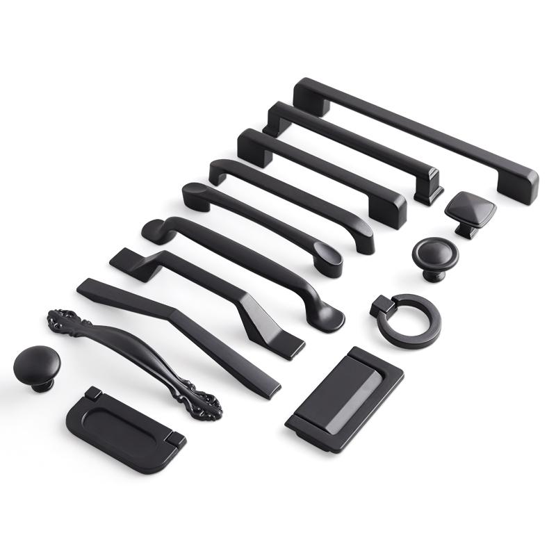 取っ手 黒 アルミニウム合金 モダン シンプル ライトラグジュアリー 扉 引き出し ワードローブ クロー..