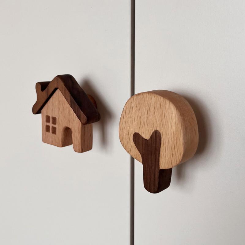 取っ手 子供 キッズ 無垢材 木製 ブナ材 手作り ハンドメイド 子供部屋用 寝室用 家具用 収納 クローゼ..