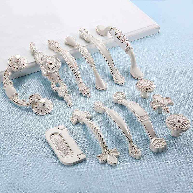 ハンドル 欧風 モダン シンプル アメリカン アイボリー 1穴 表面取り付け キャビネット ドア 引き出し ..