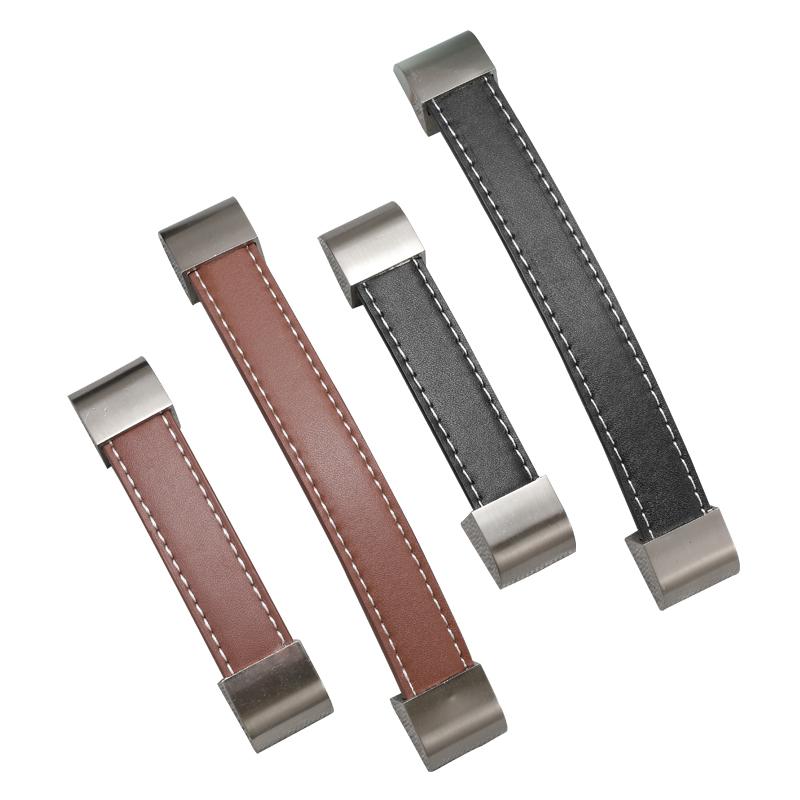 取っ手 北欧 モダン シンプル ミニマル 牛革 レザー 本革 ベルト型 ストラップ型 引き出し キャビネット ドア ハンドル プルハンドル 家具 インテリア リメイク DIY ブラウン ブラック