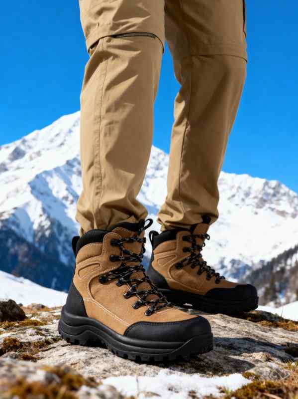 スノーブーツ メンズ 男性用 秋冬 アウトドア リアルレザー ウール一体型 ボア裏地 厚手 保温性 暖かい..