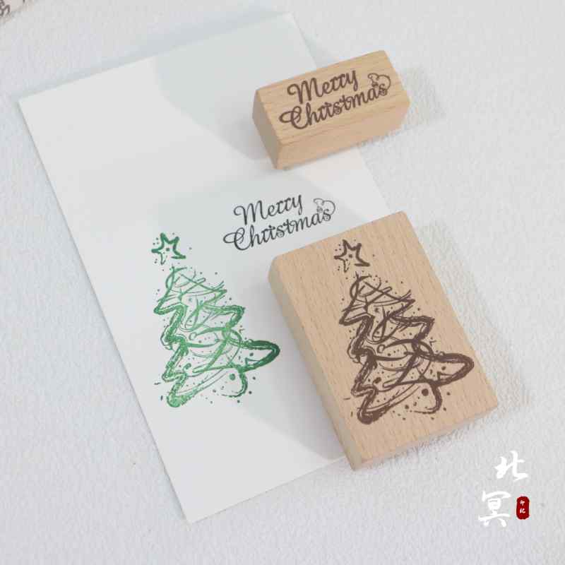 ハンコ オシャレ スタンプ クリスマスツリー 木製 手帳 デコレーション ノート クラフト 装飾 ロマンチ..