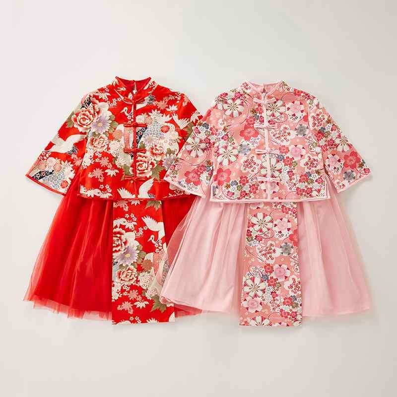 ドレス キッズ 女の子 ベビー 漢服 唐装 中国風 古典 春秋 発表会 礼服 フォーマル フラワーガール お..