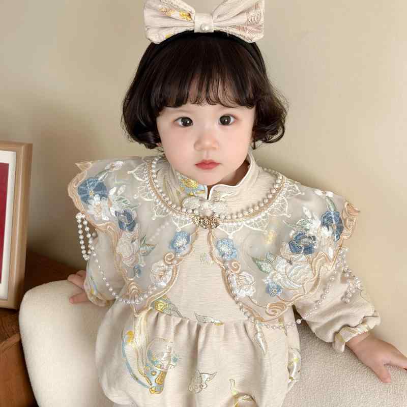 セレモニードレス ベビー 女の子 チャイナ服 唐装 1歳誕生日 百日祝い お食い初め 選び取り お正月 フォーマル 秋冬 綿混 ポリエステル