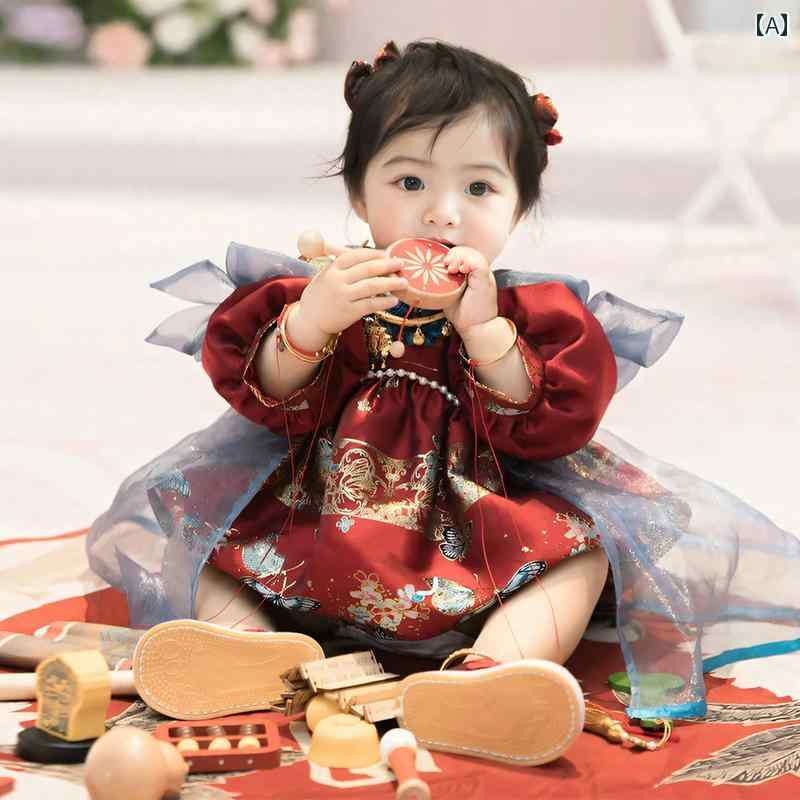 ロンパース ベビー 女の子 誕生日 一歳祝い セレモニー フォーマル 中華風 唐装 国...
