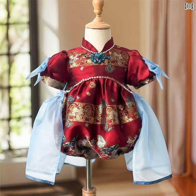ロンパース ベビー 女の子 誕生日 一歳祝い セレモニー フォーマル 中華風 唐装 国...