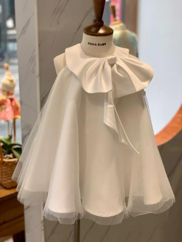 ドレス 女の子 ベビー 1歳児 リボン サテン 白 フラワーガール プリンセス ボヘミアン 選び取り ファーストバースデー 結婚式 発表会 セレモニー ポリエステル 春夏