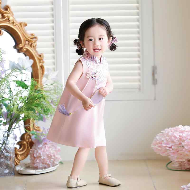 チャイナドレス 女の子 ベビー 1歳 誕生日 バースデー フォーマルドレス プリンセスドレス モダンチャイナ 選び取り ノースリーブ 通気性 快適 春夏 ピンク 赤 幼児向け お祝い セレモニー 記念撮影