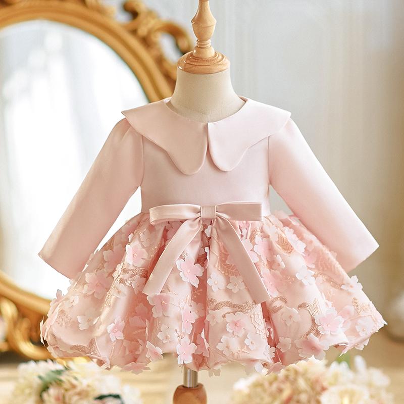 ベビーワンピース 女の子 1歳の誕生日 ドレス プリンセスドレス 花柄 ピンク チャイナドレス お祝い 選び取り スイート かわいい 赤ちゃん 幼児 セレモニー 結婚式