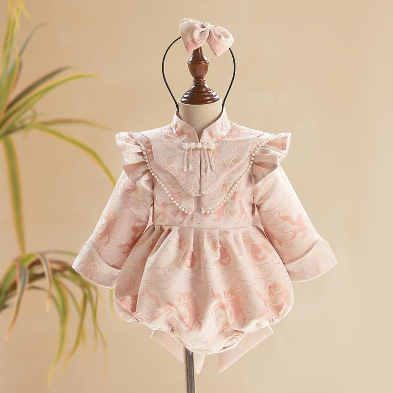 ワンピース キッズ 女の子 ベビー 子供用 チャイナドレス 唐装風 一歳 誕生日 記念日 お祝い 礼服 セレ..