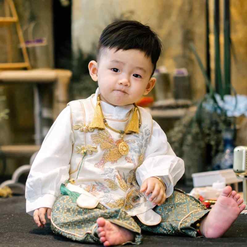 ベビーウェア 男の子 男児 中華風 唐装 セットアップ フォーマル 礼服 1歳 誕生日 100日祝い 選び取り ..