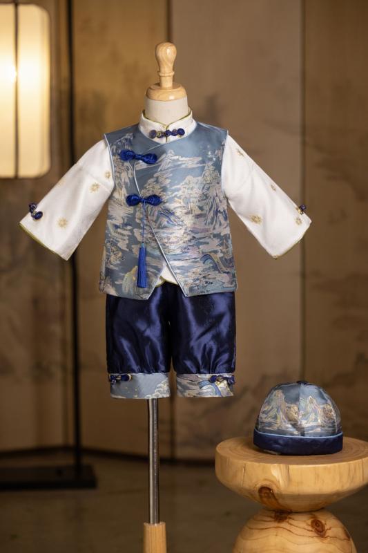 ベビーフォーマル 男の子 1歳 誕生日 選び取り イベント 唐装 漢服 衣装 お祝い着 セレモニードレス ブ..