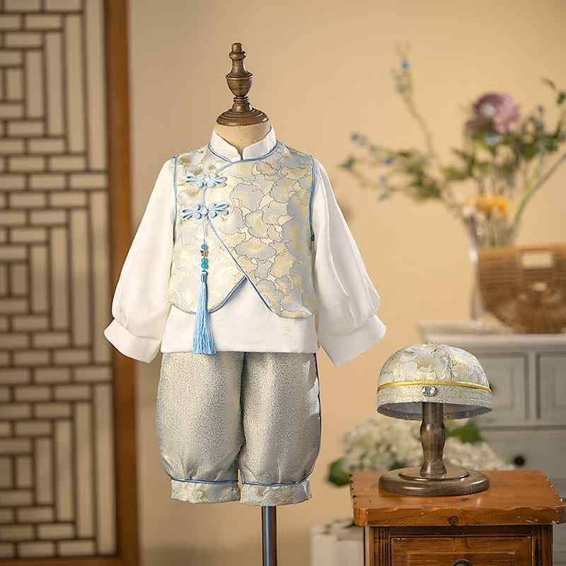 唐装 チャイナ服 男の子 男児 ベビー服 キッズ 中国風 伝統衣装 1歳誕生日 選び取り お食い初め お宮参..