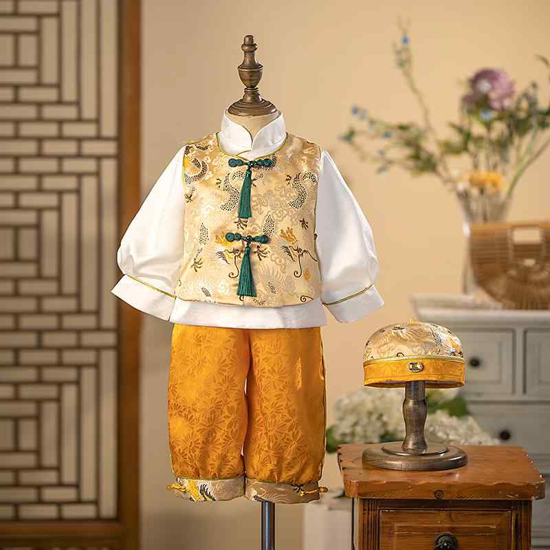 ベビーフォーマル 男の子 初誕生日 誕生日祝い 選び取り チャイナ風 唐装 礼服 スーツ 中華風 衣装 秋..