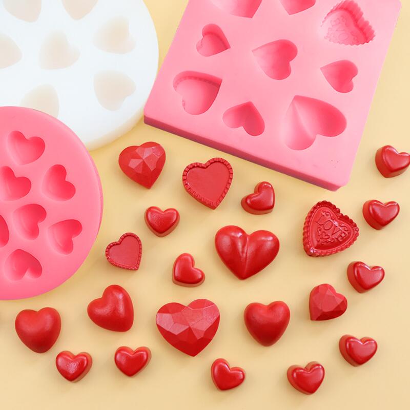 モールド ハート型 ミニ シリコン チョコレート ケーキ フォンダン 粘土 レジン液 DIY デコレーション ..