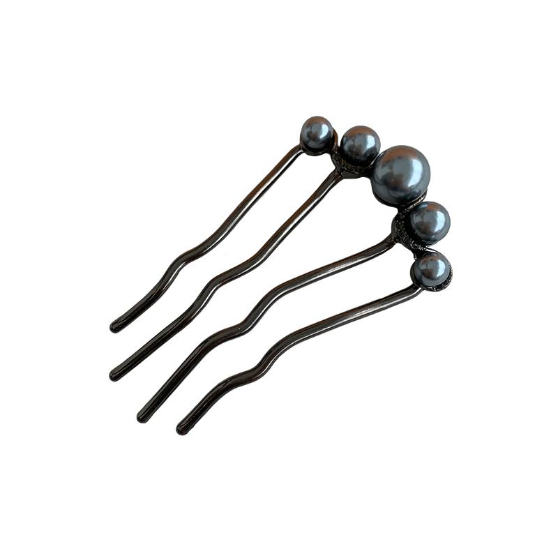 ヘアアクセサリー コーム おしゃれ U字ピン かんざし 4本歯 まとめ髪 夜会巻き アップスタイル 飾り 固..