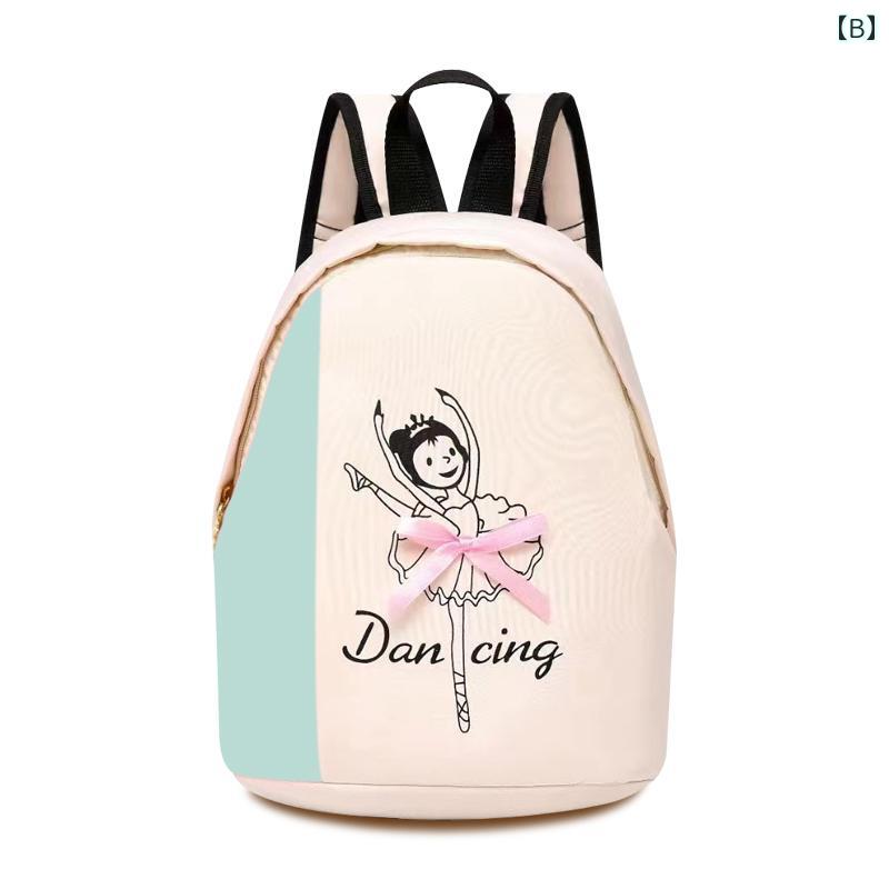 ダンス レッスン バッグ かわいい リュック キッズ 女の子 バレエ ラテン 練習用 習い事 お稽古 大容量 軽量 通学 鞄 リボン装飾 英字 バレリーナ ファスナー 調節可能 ライトグリーン ピンク