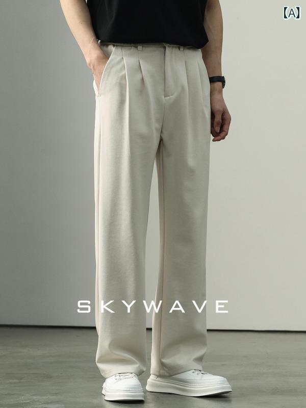 ・カテゴリ: カジュアルパンツ・スタイル: ユースカジュアル, トレンド・フィット: ルーズ・パンツタイプ: ストレート・フロント: ボタンフライ・ウエスト: ミッドライズ・丈: フルレングス・裾: ストレート・対象: 青年・シーン: カジュアル・素材構成: ポリエステル47.3%、綿32.3%、レーヨン15.1%、ポリウレタン5.3%・サイズ展開: S, M, L, XL, 2XL, 3XL, 4XL・カラー展開: ブラック, オフホワイト