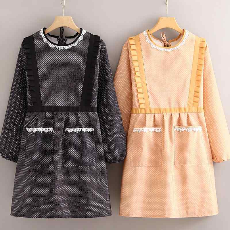 エプロン レディース H型 肩紐 キッチン 家庭用 調理用 料理 カフェ 作業用 帆布 通気性 耐摩耗性 おしゃれ シンプルモダン ドット柄 ..