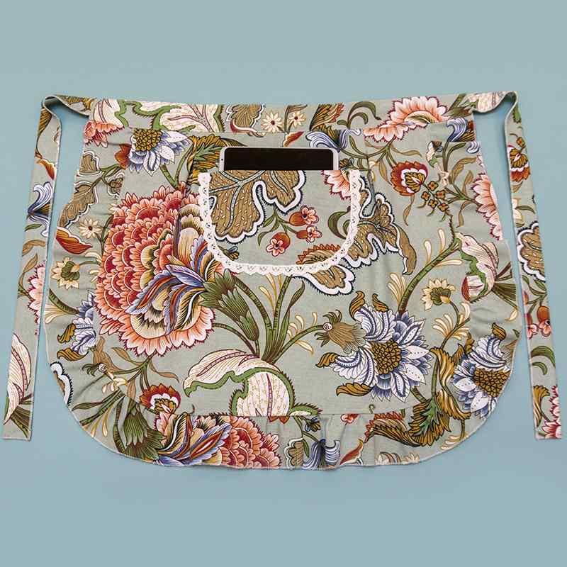 エプロン レディース 女性用 キャンバス 帆布 厚手 家庭用 キッチン 料理用 ショート丈 ウエストエプロ..