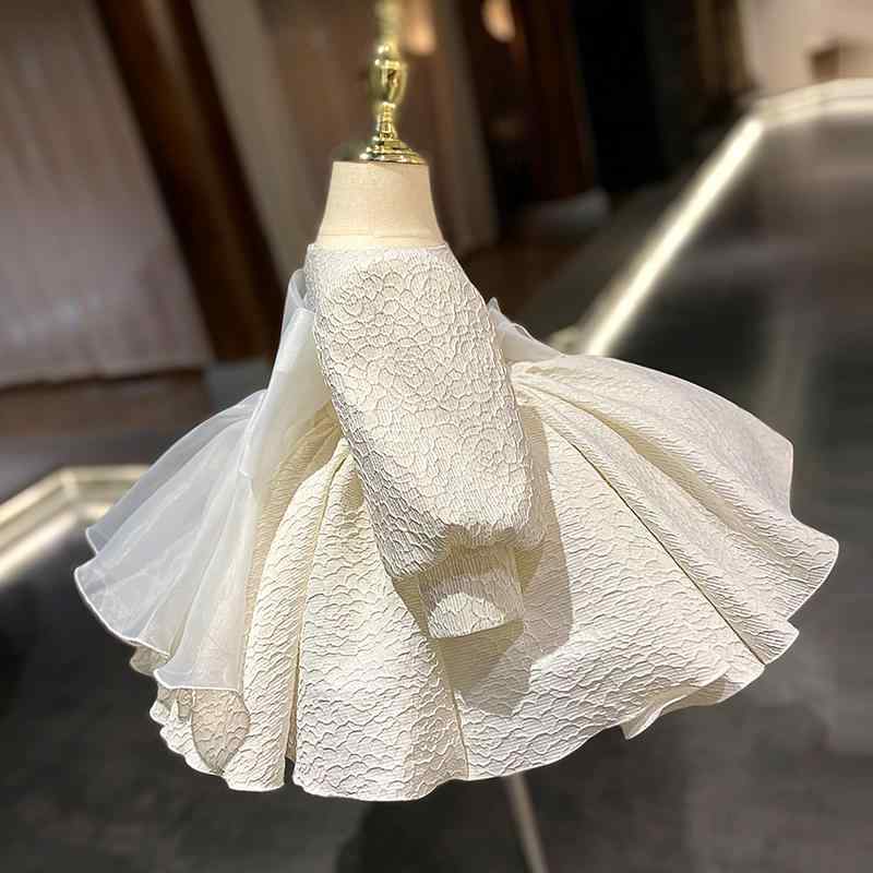 ドレス 女の子 プリンセス 結婚式 誕生日 発表会 フォーマル セレモニー お呼ばれ フラワーガール ボリューム ふわふわ 裏起毛 厚手 あったか 1歳 2歳 3歳 キッズ 秋冬 白