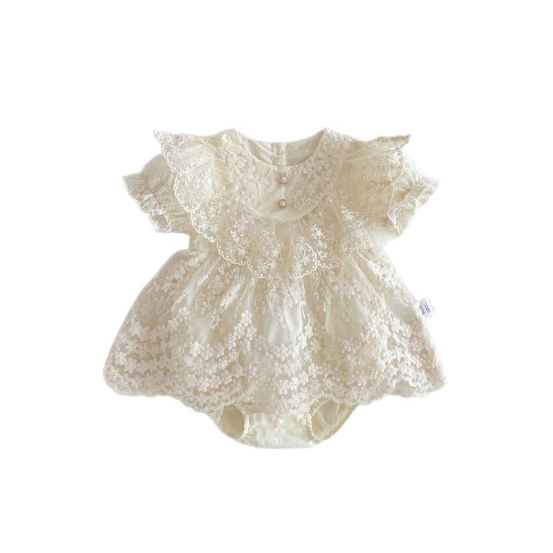 ロンパース 女の子 ベビー セレモニードレス 宮廷風 プリンセス 薄手 綿 コットン フリル お宮参り 100..