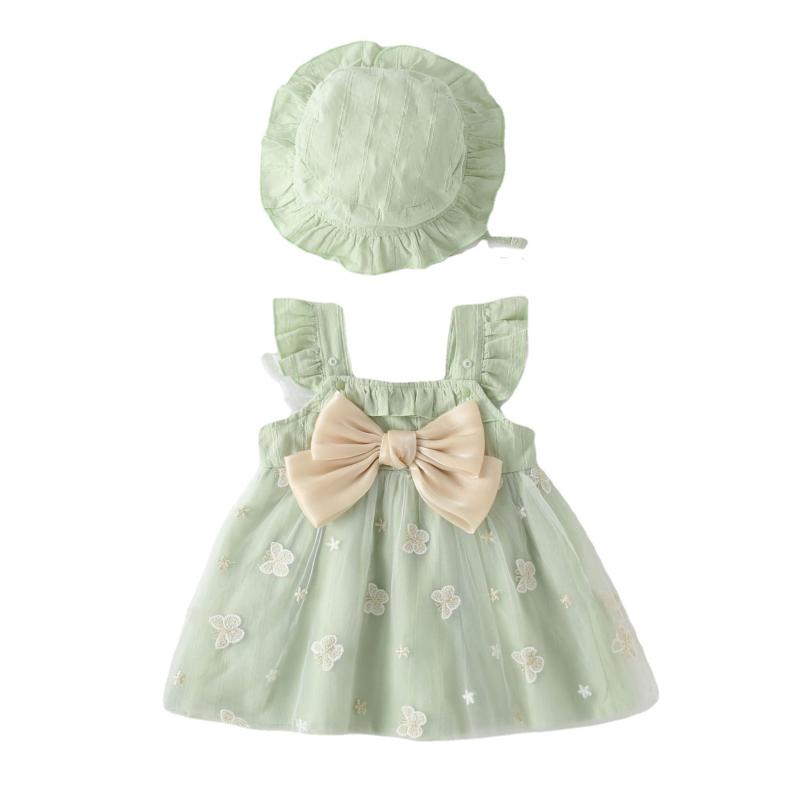 ベビー 女の子 ワンピース キャミソール ノースリーブ 綿 プリンセス ドレス お姫様 1歳 誕生日 セレモニー 夏 柔らかい カジュアル お出かけ 黄 ライトグリーン ピンク