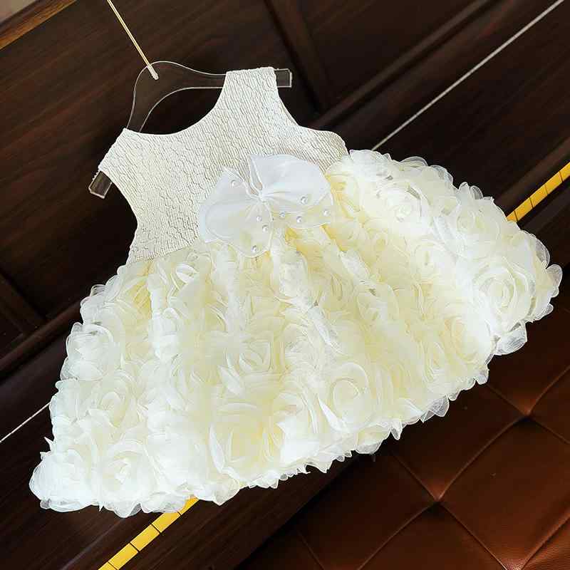 ワンピース 女の子 ベビー プリンセスドレス 花柄 チュール ボリューム リボン ノースリーブ ミディ丈 ..