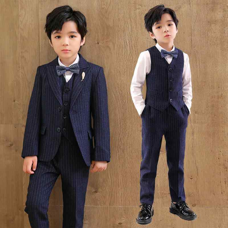 Top & Bottom Sets - スーツ 男の子 キッズ フォーマル セットアップ ストライプ柄 礼服 発表会 演奏会 結婚式 入学式 卒業式 七五三 ブリティッシュ おしゃれ 混紡
