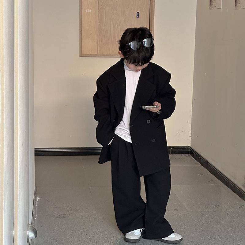 樂天商城 - キッズスーツ 男の子 女の子 スーツ ジャケット セットアップ 上下セット 綿混紡 韓国 スタイリッシュ ストリート カジュアル フォーマル 普段使い 春秋冬 おしゃれ トレンド