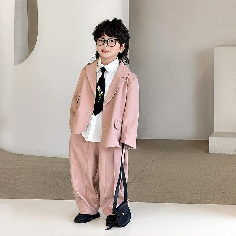 スーツ 男の子 ベビー キッズ 子供 春秋 フォーマル セットアップ ブリティッシュスタイル テーラードジャケット パンツ 長袖 無地 シングルブレスト 発表会 誕生日 結婚式 入園式 卒園式 セレモニー 礼服 ゆったり ピンク ブラック