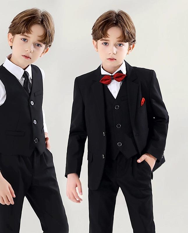 キッズスーツ 男の子 女の子 子供 フォーマル セットアップ ジャケット 礼服 ピアノ発表会 演奏会 衣装 入学式 卒業式 結婚式 七五三 記念日 ポリエステル シングルブレスト 無地 秋 ネイビー ブラック グレー
