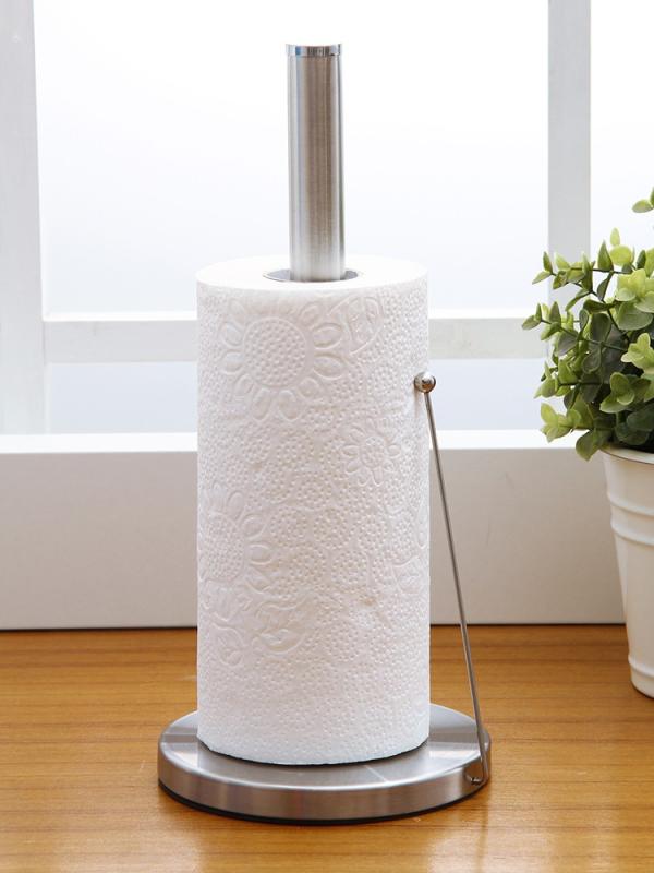 キッチン用品 キッチンペーパーホルダー ステンレス製 自立式 縦置き 賃貸 ラップ 布巾 収納スタンド 卓上 省スペース おしゃれ シンプル 便利グッズ