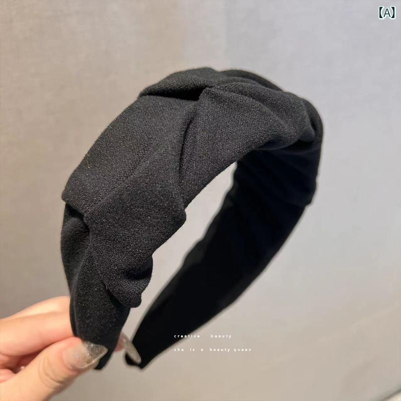 ヘアバンド レディース 女性用 秋冬 プリーツ ギャザー ウール調 フェルト調 ワイド 太め カチューシャ..