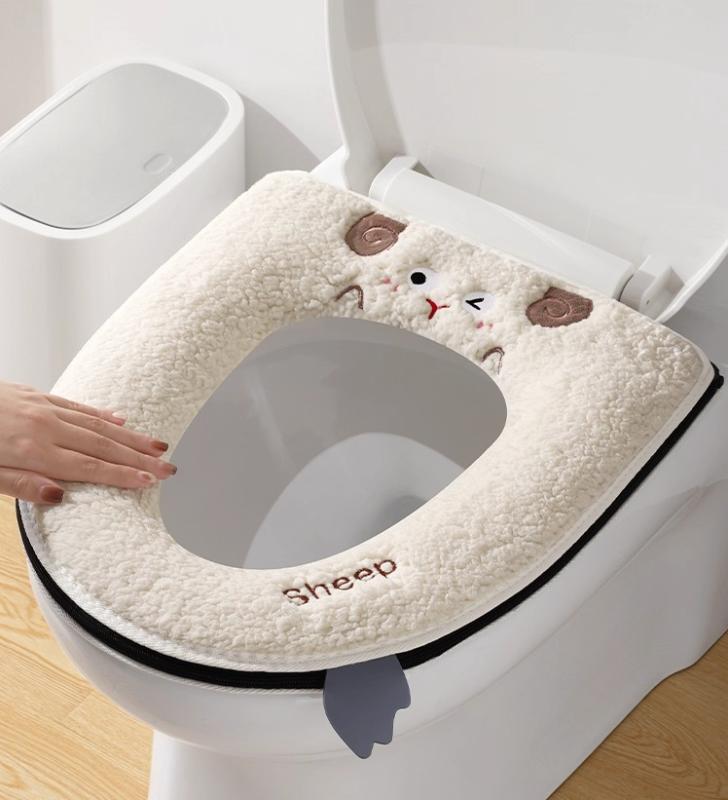 便座カバー トイレシートクッション 冬 家庭用 裏起毛 ふわふわ 厚手 マイクロファイバー 防水 洗える ..