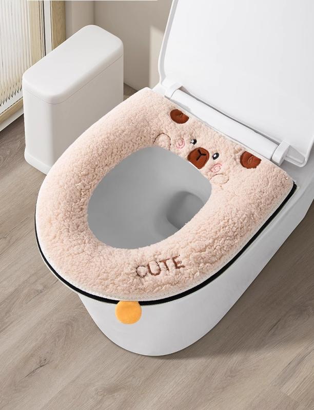 便座カバー 家庭用 オールシーズン ファスナー式 防水 厚手 あったか ふわふわ ウォッシャブル 洗える ..