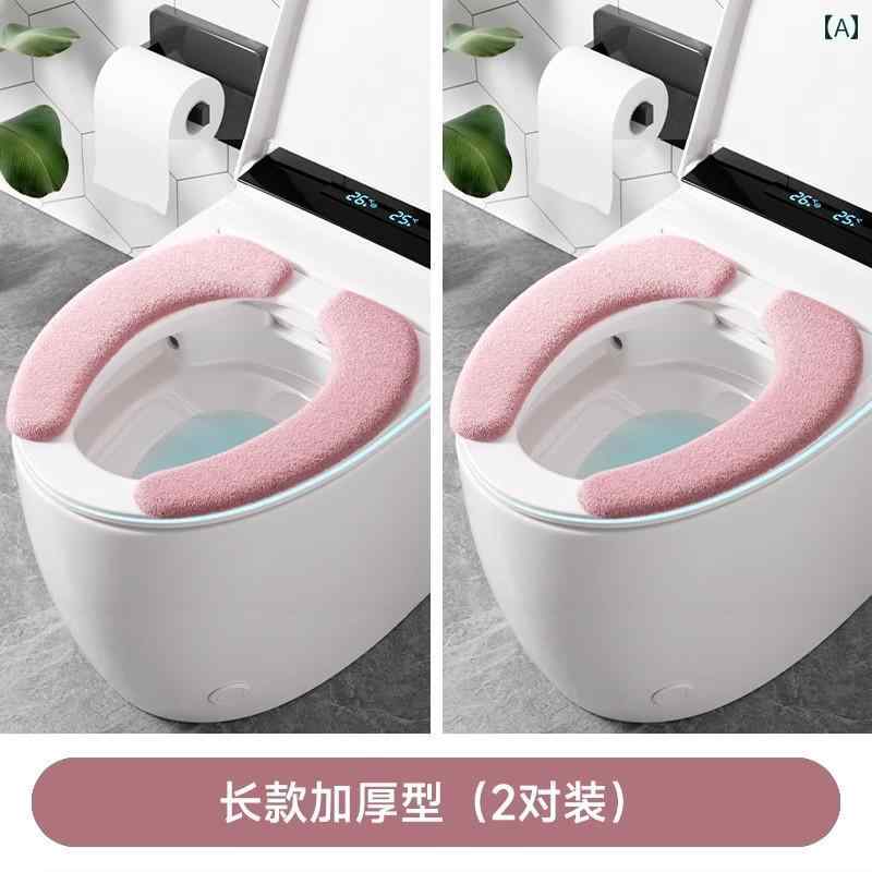 便座カバー 家庭用 冬用 貼るタイプ 汎用 防水 厚手 ウォッシャブル 再利用可能 記憶フォーム 低反発 裏起毛 保温 あったか 肌触りやわらか ソフト フランネル トイレクッション 吸着式 ずれ防止 2