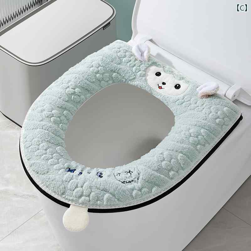 便座カバー トイレシート 冬用 厚手 暖かい 家庭用 ファスナー式 ジッパー式 簡単...