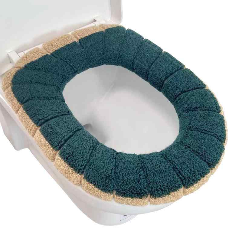 便座カバー ワイドサイズ 家庭用 オールシーズン 厚手 ふわふわ あったか 取って付き アクリル素材 シンプル 北欧風 おしゃれ ワインレッド レッド グレー 冷え対策 洗える クッション