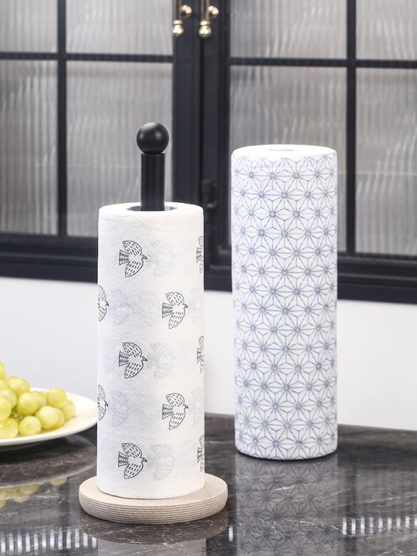 キッチン ロールペーパーホルダー 卓上 自立式 ペーパータオル スタンド ラップ ゴミ袋 収納ラック 縦型 北欧風 家庭用 シンプル カウンター収納 便利グッズ ホワイト グレー ブラック