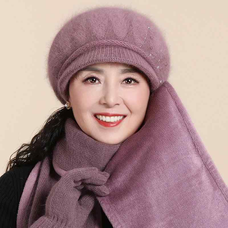 ・スタイル: エレガント・スタイル詳細: 無地・帽頂: ラウンドトップ・対象: ミドル、シニア・シーン: お出かけ・つばの: ショートブリム・年齢: 30-60歳以上・生地機能: 軽量保温、快適・タイプ: ニット帽・主な素材: ラビットウー...