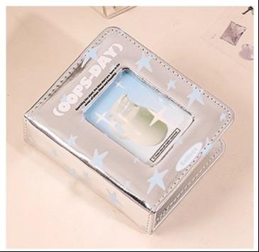 トレカ 収納 ファイル フォトアルバム ミニ ソフトレザー 銀 合皮 ルーズリーフ式 バインダー リフィル 1ポケット 2ポケット アイドルカード インスタント コレクション 推し活 オタ活 インスタ映え おしゃれ(3)