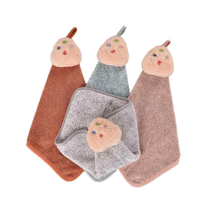 Hand Towel, Handkerchief - ハンドタオル 男の子 女の子 キッズ ループ付き 速乾 吸水性抜群 ふわふわ キャラクター柄 アニマル柄 かわいい 洗面所 キッチン 家庭用 タオル ミニタオル
