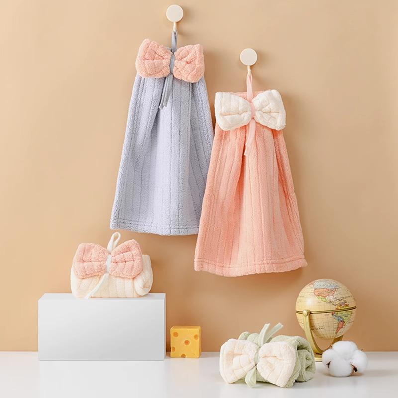 ハンドタオル 子供用 キッズ 男の子 女の子 綿 コットン ループ付き 壁掛け 吸水速乾 かわいい キュー..