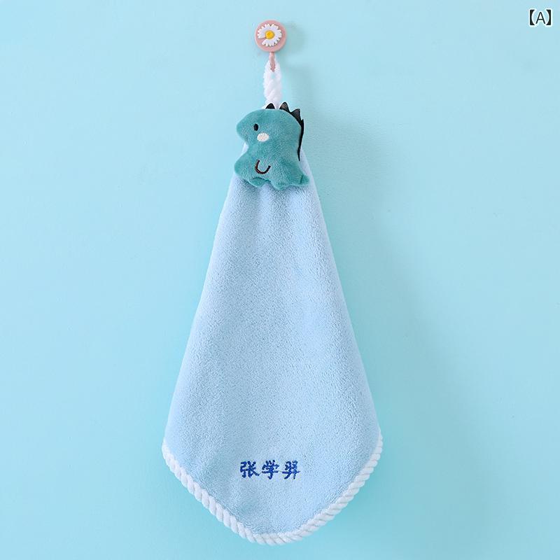 Towels, Handkerchieves - ハンドタオル キッズ 男の子 女の子 幼稚園 保育園 手拭き 洗顔用 ループ付き マイクロファイバー 吸水 速乾 薄手 軽量 肌触り ふわふわ 正方形 30x30cm 水色 黄色 ピンク
