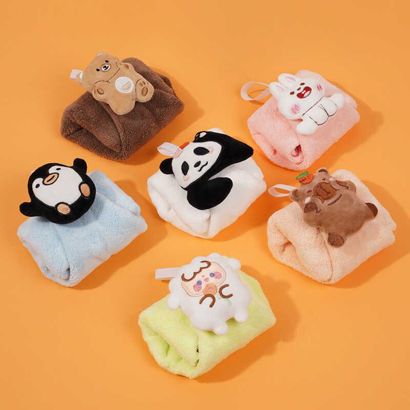 ハンドタオル 子供 男の子 女の子 ループ付き 吊り下げ かわいい キャラクター 動物 吸水 厚手 キッチ..